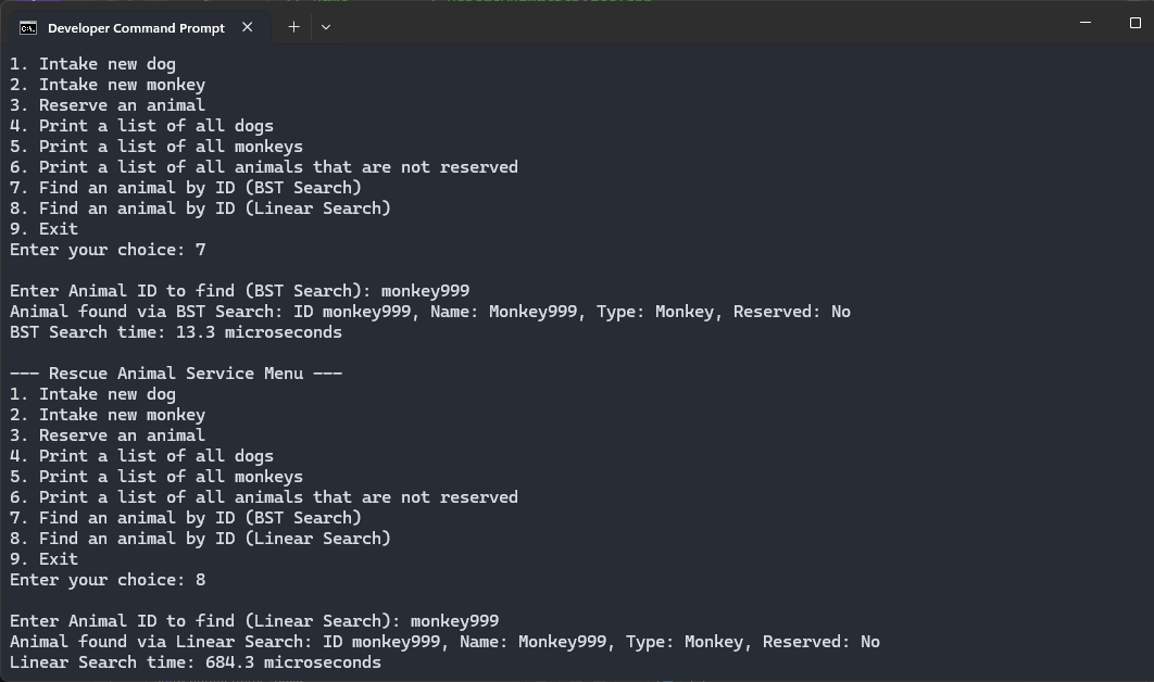 BST search vs Linear search